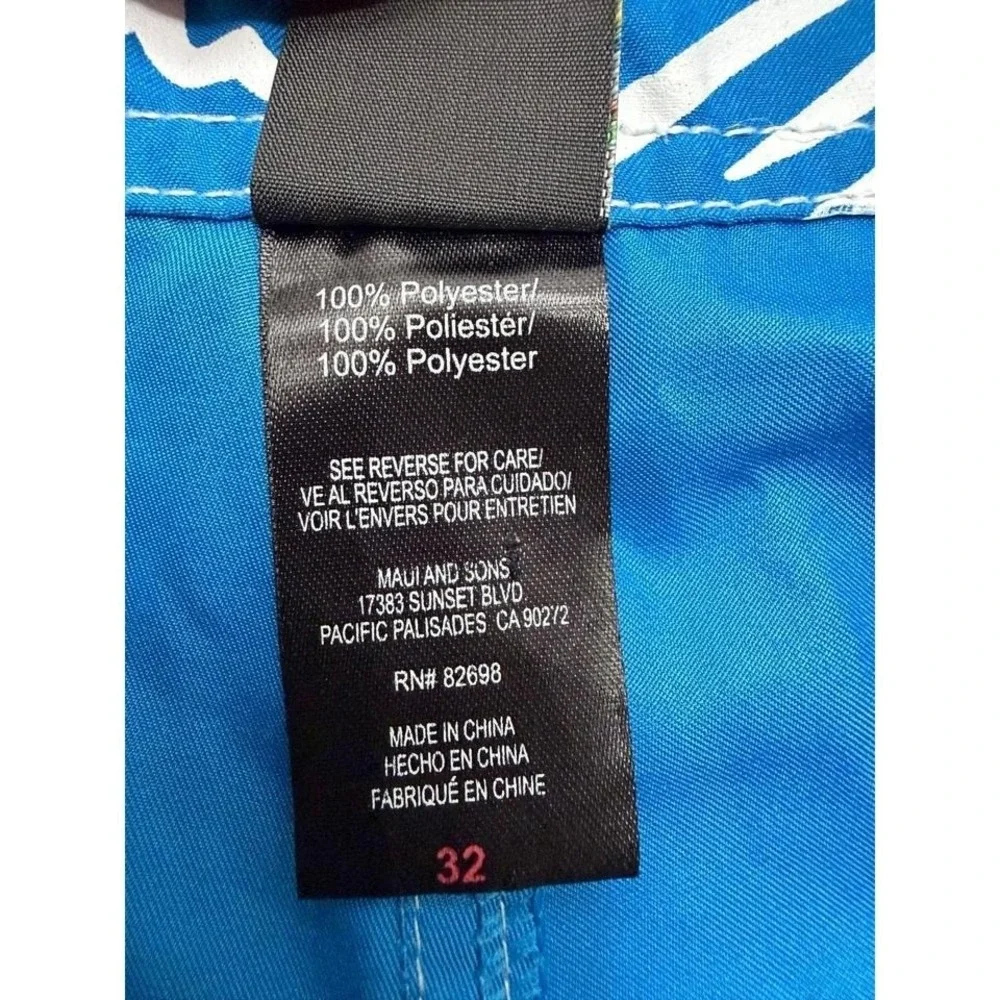 Maui and Sons‎ Boardshorts Swim Trunks Blue Surf Shorts Size 32 Polyester